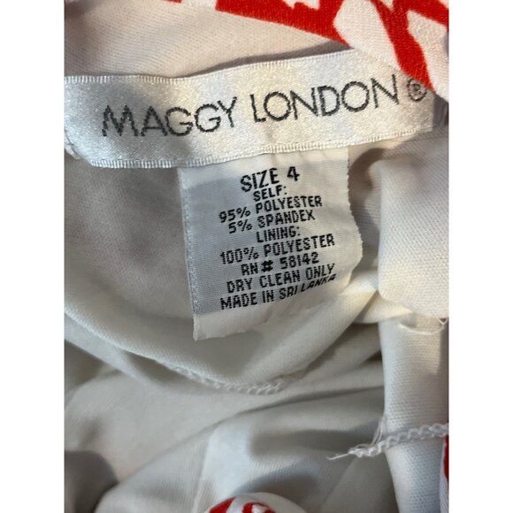 Maggy London Womens 4 Red Blue Floral Short Sleeve Sheath Dress - Picture 3 of 12